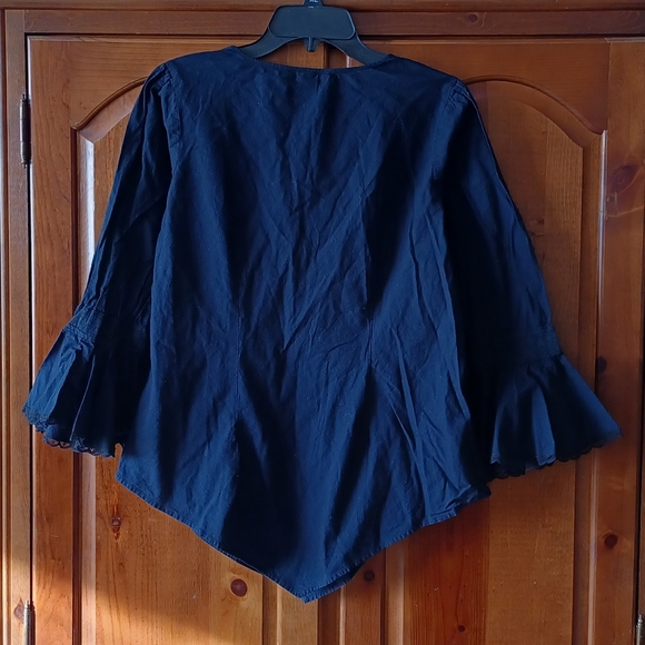 Women's Her Style Embroidered Maternity Blouse - Black Multi (Large) - Picture 2 of 5